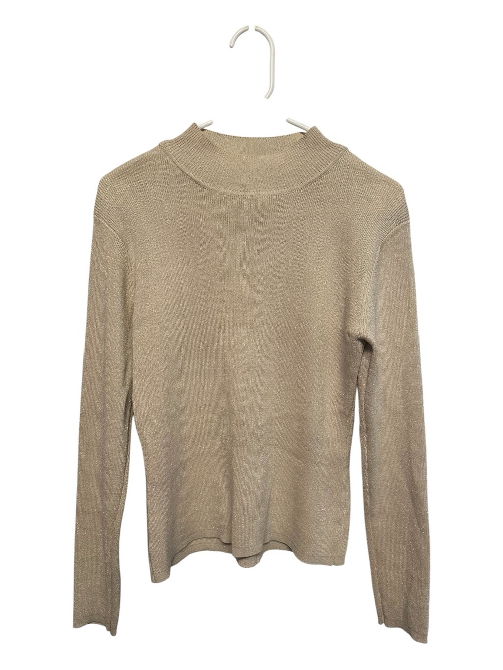 Vintage Y2K Joseph A. Silk/Metallic Blend Mock Neck Cream Sweater Size Medium